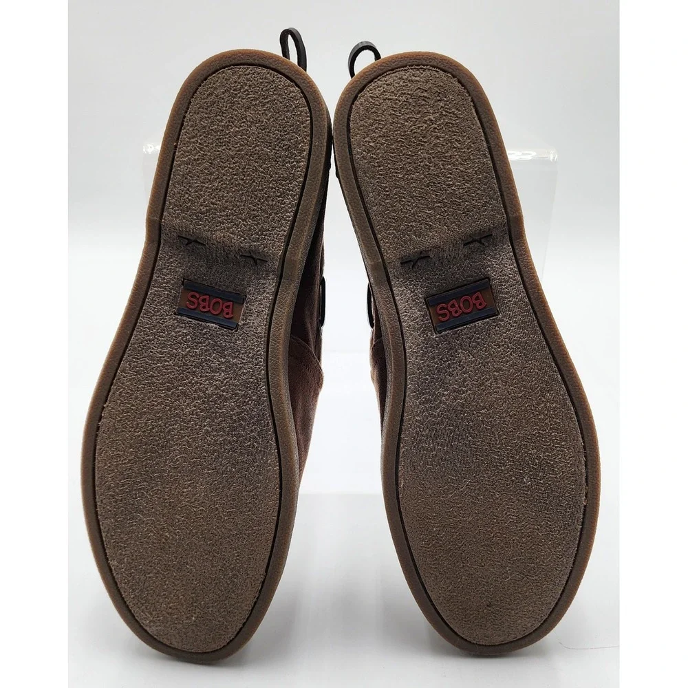 BOBS from Skechers Slip On Loafers Womens W7 Brown Faux Fur Lined 33731 EXC